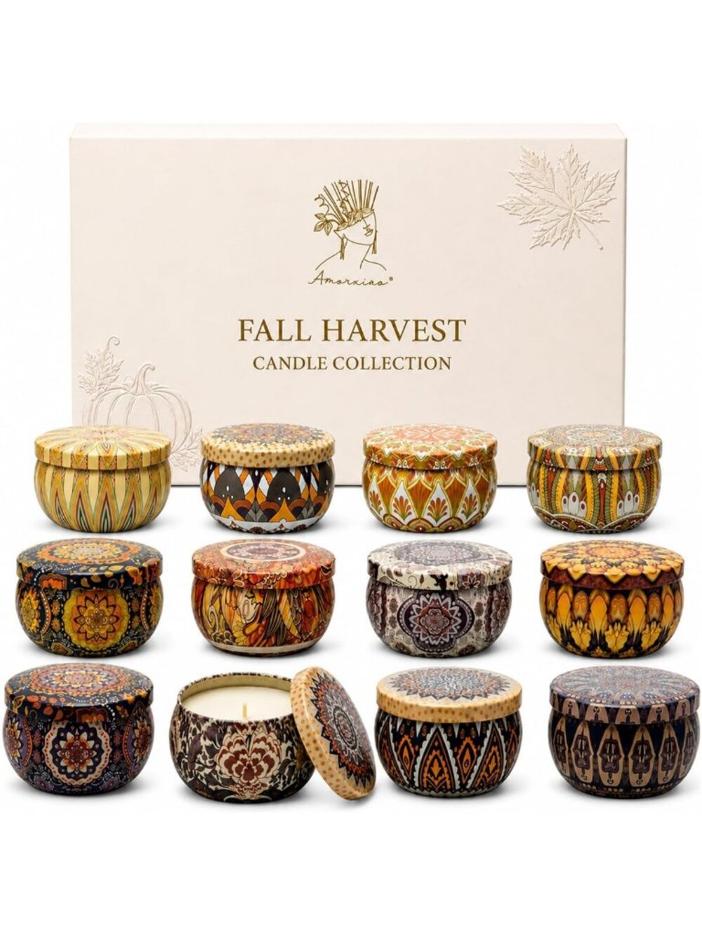 12 Pack Fall Scented Soy Candles Gift Set - Cozy Home Decor, 2.5 oz Each